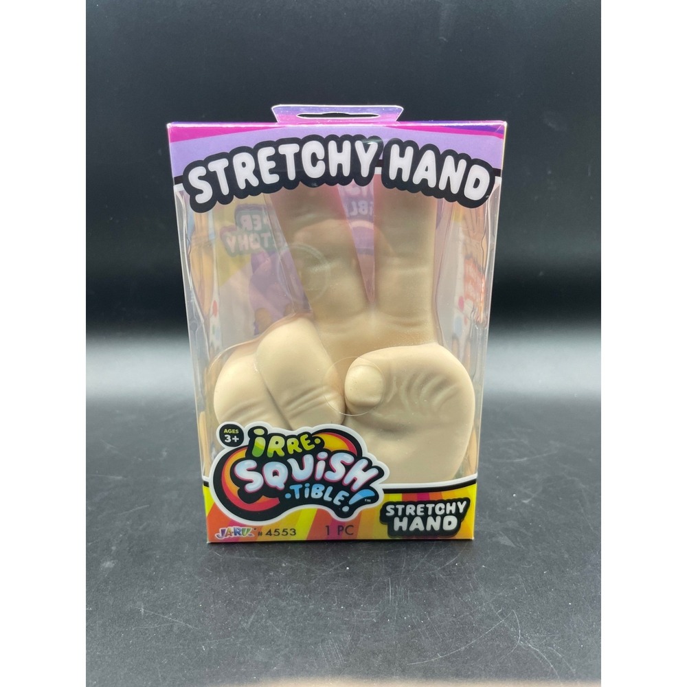 Ja-Ru Irre-Squish-Tible Stretchy Hand Peace Sign Fidget Toy Tan #4553 NEW